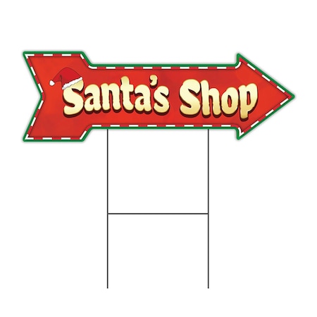 Santas Shop Arrow Yard Sign Funny Home Decor 30in Wide